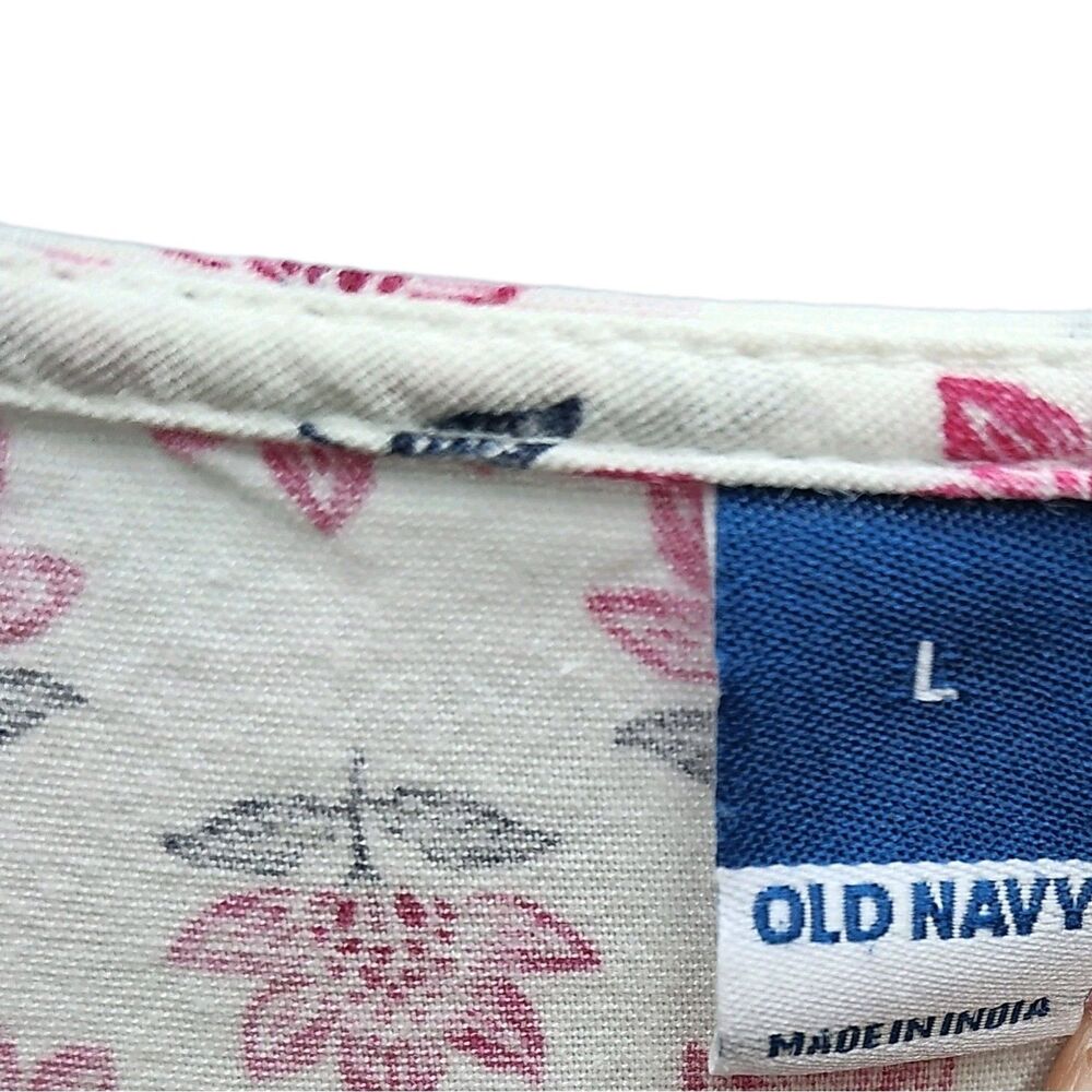 Old Navy Peasant Swing Dress Womens Large Pink Floral Tassels Cottagecore - Picture 9 of 12